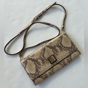 Dooney & Bourke Embossed snakeskin crossbody clutch handbag purse convertible